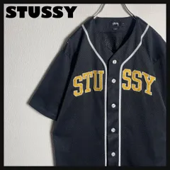 【美品】STUSSY 半袖シャツ ゲームシャツ 刺繍ロゴ 黒 XL