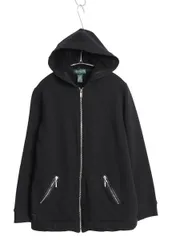 【お得なクーポン配布中!】 00s ラルフローレン フルジップ スウェット フード パーカー レディース M 古着 オールド ポロ トレーナー 裏起毛なし カットソー 無地 黒