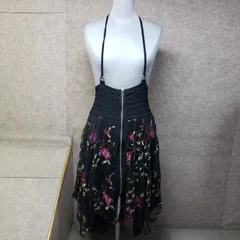 OZZ ONESTE オッズオネスト スカート フロントジップ 刺繍チュール 花柄 ブラック　u7365eのサムネイル