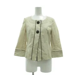 リフレクト Reflect ジャケット 9 ライトベージュ ブラウン ラウンドネック 七分袖 パイピング /SX ■ECG003