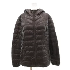 ユニクロ UNIQLO 美品 ウルトラライトダウン ジャケット L ダークブラウン フード付き /NL ■ECF003
