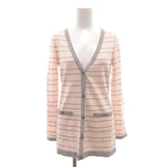 アベニールエトワール Aveniretoile カーディガン 36 ピンク ボーダー柄 Vネック 長袖 /NL ■ECF003