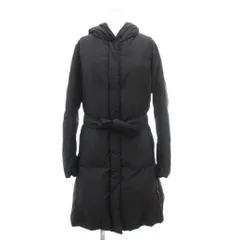 ユニクロ UNIQLO ダウンコート M 黒 ブラック フード付き 長袖 ウエストベルト付き /SC ■ECF003