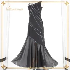 社交ダンス 衣装 ASTRINO ドレス スタンダード ブラック系 黒 スパンコール アシメ アシンメトリー ロングドレス ロング丈 華やか 上品 黒ドレス ブラックドレス スパンコールドレス タイトドレス アシメデザイン アシンメトリーデザイン