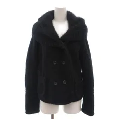 エルマノシェルビーノ ERMANNO SCERVINO 美品 ジャケット ニット アンゴラ混 42 黒 ブラック 長袖 ダブルブレスト ボリューム襟 /SJ ■ECG003のサムネイル