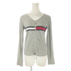 トミーガール tommy girl スウェットジャケット ダブルジップ Vネック 長袖 ロゴ トリコロール S グレー /CK10 ■GY99