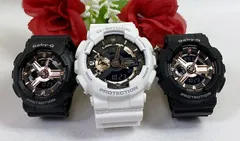 恋人たちのGショック トリプルウオッチ G-SHOCK BABY-G トリプル腕時計 カシオ 3本セット アナデジ GA-110RG-7AJF BA-110RG-1AJF  ラッピング無料 手書きのメッセージカードお付けします 