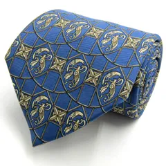 ランバン ネクタイ ブランド 総柄 シルク フランス製 PO メンズ ブルー LANVIN 【中古】