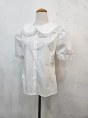 レースカラー半袖ブラウス 白