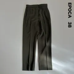 EPOCA エポカ☆トリアセテート とろみセンタープレスパンツ 38 カーキ テーパード くるぶし丈 アンクルのサムネイル