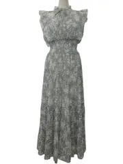 スナイデル SNIDEL Sustainable20周年 プリント ワンピース 1 グレー系 ノースリーブ プリーツ