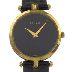 【GUCCI】グッチ シェリーライン 金メッキ クオーツ アナログ表示 メンズ 黒文字盤 腕時計 GUCCI】グッチ シェリーライン 金メッキ クオーツ アナログ表示 メンズ