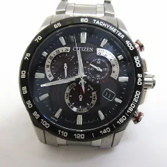 ● CITIZEN シチズン アテッサ エコドライブ E610-S104831 ソーラー電波 クロノグラフ デイト表示 メンズ 腕時計 稼働品 E732MF