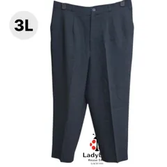 レディース　スラックスパンツ　オフィスパンツ 　ウエストゴム　　テーパードパンツ　濃紺　無地　ネイビー　3L　82-86　夏　大きいサイズレディース