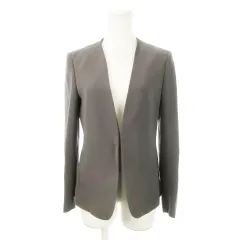 プラステ PLST トリアセブレンドカラーレスジャケット ノーカラージャケット Vカット 総裏地 小さいサイズ XS グレー /MN21 ■GY44