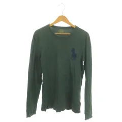 ポロ ラルフローレン POLO RALPH LAUREN Tシャツ カットソー S 緑 グリーン 長袖 ラウンドネック ビッグポニー /MN6 ■GY99