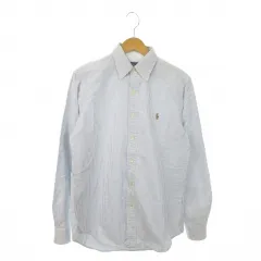 ラルフローレン RALPH LAUREN OXFORD SHIRT ボタンダウンシャツ 長袖 S 青 ブルー ストライプ ロゴ刺繍 /AO2 ■GY03