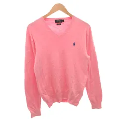 ポロ ラルフローレン POLO RALPH LAUREN ニット セーター コットン Vネック ポニー刺繍 長袖 S ピンク /FF ■GY50