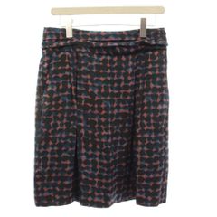 ドリスヴァンノッテン DRIES VAN NOTEN スカート 絹 シルク S 紺 赤 総