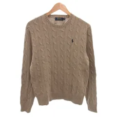 ポロ ラルフローレン POLO RALPH LAUREN ケーブルニット セーター ポニー刺繍 ロゴ 長袖 XS 茶 ブラウン /FF ■GY18