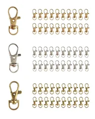 ナスカン 回転式 キーホルダー レバー ストラップ 回転カン フック 金具 ハンドメイド 手芸材料 アクセサリーパーツ (ゴールド20＋シルバー20＋アンティークゴールド20（10mm）)