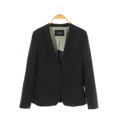 グリーンレーベルリラクシング ユナイテッドアローズ green label relaxing カチリラ ノーラペル ジャケット 34 XS 黒 ブラック /SY ■OS