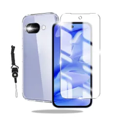 【1枚セット For Google Pixel 9a ガラスフィルム + For グーグルピクセル9a ケース クリア】 旭硝子製 Pixel9aフィルム 硬度9H 強化ガラス 液晶保護フィルム Googleピクセル9aケース クリア 透明 カバー TPU 耐