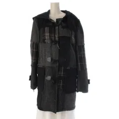 コムデギャルソンシャツ ウール カシミヤ パッチワーク フーテッド ダッフルコート W10119 グレー M【中古】