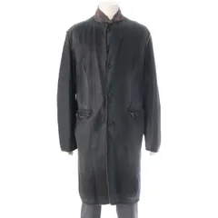 コムデギャルソンシャツ ピッグスキン エイジング加工 デザイン ロング コート W12159 ブラック グレー L【中古】