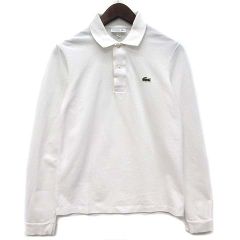 美品 フランス製 LACOSTE 長袖ポロシャツ ロゴワッペン ロゴ釦 