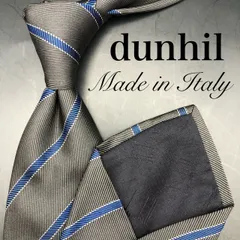 【美品】dunhil ダンヒル ネクタイ ストライプ ブラック 黒 ブルー 青
