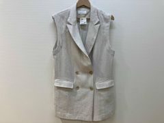 エブール ボタニカルミディアムリネンノースリーブジャケット ジレ