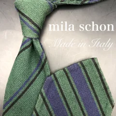 【美品】mila schon ミラショーン ネクタイ ストライプ柄 グリーン 緑