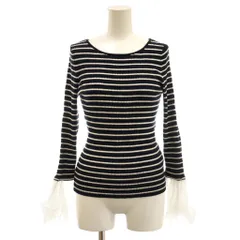 アプワイザーリッシェ Apuweiser-riche 24SS 袖口チュールトップス ニット プルオーバー 2 ネイビー ホワイト /DF ■OS ■SH