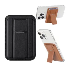 [スマート良品] Mag-Safe対応 カードケース スマホスタンド 強力マグネット 落ちない設計 薄型 軽量 カード収納 iPhone 17 16 15 14 13 12 Pro Max mini Android対応 メタルリング付き (ブラック)
