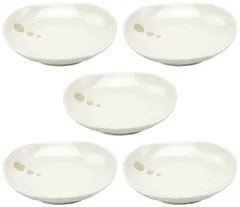 美濃焼 軽量 プレート 取り皿 深め 5枚セット ドット 白 直径約12cm シンプル 食器セット 陶器 電子レンジ 食洗機対応 日本製 145910(5)