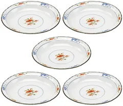 美濃焼 プレート 取り皿 5枚セット 染赤絵 約直径16.5×高さ2.5cm 食器セット 陶器 電子レンジ 食洗機対応 日本製 145613(5)