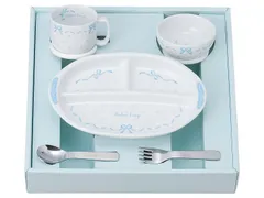 金正陶器 「 リボン デ アンジュ 」 幼児用 食器 ギフトセット 子供用 食器 白 910750のサムネイル