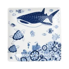 natural69 【 波佐見焼 】 cocomarine 正角皿M ジンベイザメ / ナチュラル69 はさみ焼き 食器 ココマリン しょうかくざら 角皿 電子レンジ 食洗機対応 日本製 おしゃれ かわいい 北欧 和食器 陶磁器 プレゼント ギフト 新築祝 結のサムネイル