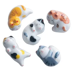 C-RAYS 猫 箸置き かわいい ねこ 食器 キッチンカトラリー 和風 動物 置物 インテリア 卓上 小物 (5個 セット)