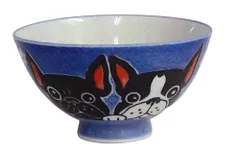 田中箸店 茶碗 フレンチブルドッグ 美濃焼 ブルー φ112×60mm No.511238のサムネイル
