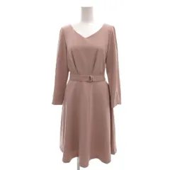 プロポーション ボディドレッシング PROPORTION BODY DRESSING ワンピース 膝丈 3 ピンク系 Vネック 長袖 ウエストベルト /SC ■GY66
