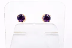 K10YG アメジスト ピアス 4mm 一粒 スタッド K10刻印あり 0.6mmポスト 10mm 天然石 シンプル