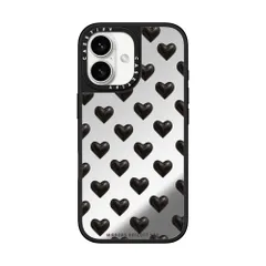CASETiFY ミラー MagSafe対応 iPhone 16 ケース [反射性 / 1.5mからの落下試験をクリア (MIL規格1倍相当) / ワイヤレス充電およびMagsafe対応] - black hearts - クリア ブラック
