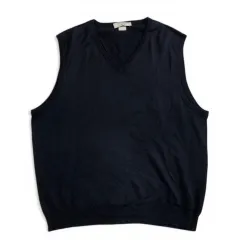 美品　JOHN SMEDLEY ジョンスメドレー　BEAMSF　ビームスエフ　別注　ニット　ベスト　ネイビー　サイズL　コットンのサムネイル