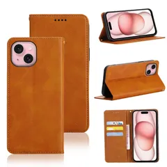 適用 iPhone15 ケース 手帳型 適用 iPhone 15 手帳型ケース スマホケース PUレザー カード収納 財布型 耐衝撃 ケース マグネット スタンド機能付き 5色(適用 iPhone 15 ケース手帳型) (ライトブラウン)