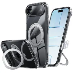 NIMASO iPhone Air 用 ケース 縦横両対応 360°回転スタンド いphone 17 Air 対応 カバー MagSafe対応 携帯スマホケース リング付き 耐圧設計 マグネット搭載 カメラコントロールボタン付き 米軍MIL規格 耐衝撃 傷防止