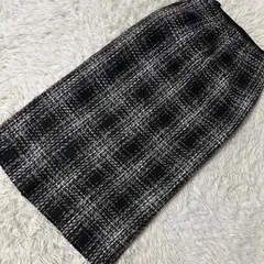 NATURAL BEAUTY BASIC チェック柄スカート ブラック M キレイめ