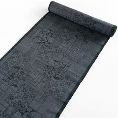 【在庫処分】大島紬　韓国産　手織紬 反物 着尺　正絹 幾何学　華紋様