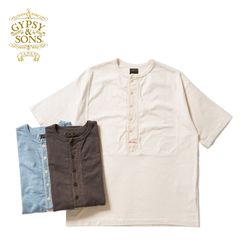希少 GYPSY&SONS ネイティブ刺繍 スキッパーシャツ 藍染 日本製 M 